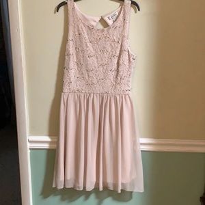 Gold metallic lace knee length dress